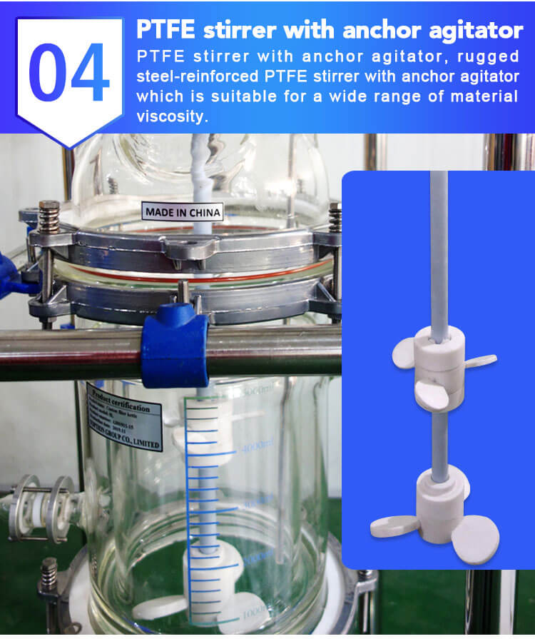 5l Laboratory Jacketed Glass Reaction Vessel, Reactor Customize;