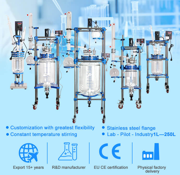 Laboratory Double Layer Glass Reactor 50L Jacketed Glass Reactor;