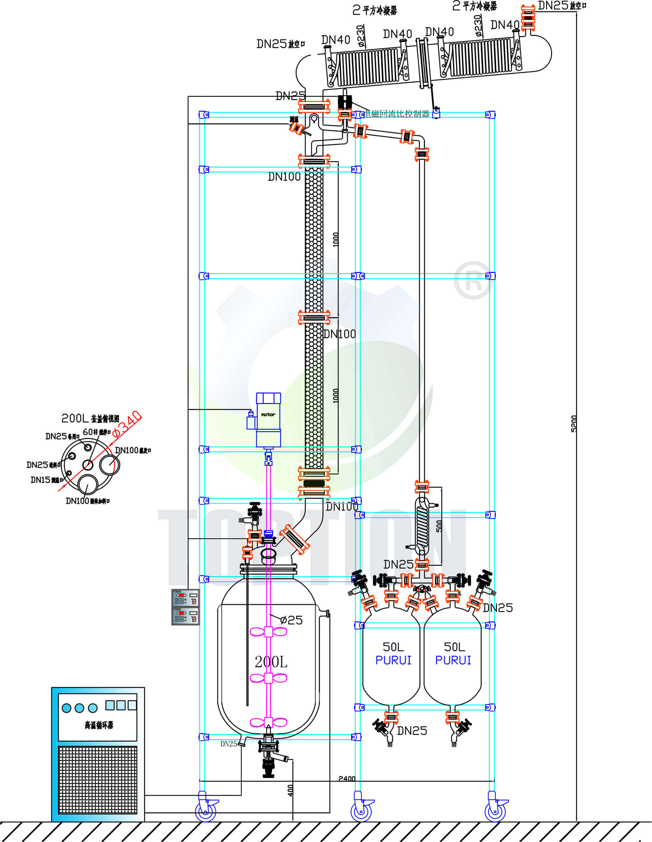 Lab Rectification Tower,Lab Glass Reactor With Rectifying Column;