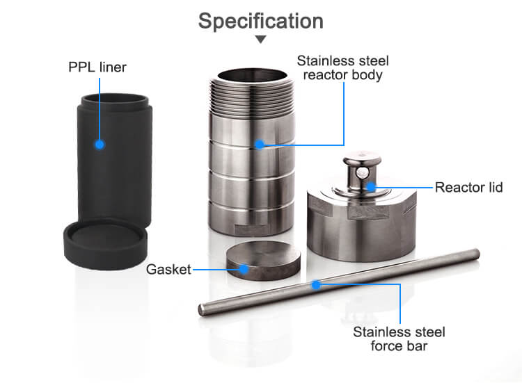 50ml PPL Lined Hydrothermal Synthesis Autoclave Reactor;